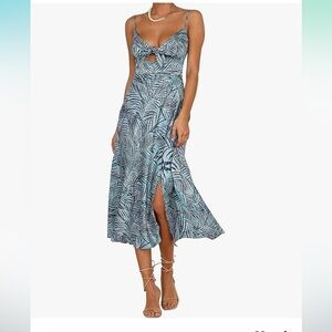 Spaghetti Strap Midi Satin Dresses Tie Front